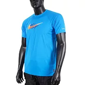 Nike Script Logo [NESSC653-458] 男 T恤 短袖 上衣 防曬衣 抗UV 吸濕 排汗藍