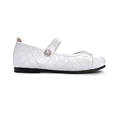 台灣製菱格鑽花公主鞋-白色 (C009-1) 台灣製 MIT 女童鞋 皮鞋 娃娃鞋 大童鞋 親子鞋 花童鞋 19.5 白色