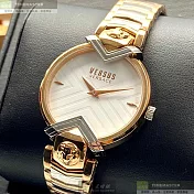 VERSUS VERSACE凡賽斯精品錶,編號：VV00077,34mm圓形玫瑰金精鋼錶殼白色錶盤精鋼金銀相間錶帶