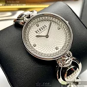 VERSUS VERSACE凡賽斯精品錶,編號：VV00079,34mm圓形銀精鋼錶殼銀色錶盤精鋼銀色錶帶