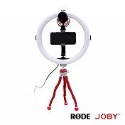 【直播補光豪華套組】RODE VideoMic GoII+JOBY PodZilla 腳架套組M+Beamo 環形補光燈/直播燈光 12吋 公司貨 -紅色