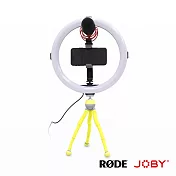 【直播補光豪華套組】RODE VideoMic GoII+JOBY PodZilla 腳架套組M+Beamo 環形補光燈/直播燈光 12吋 公司貨 -黃色