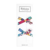 英國Ribbies 花布蝴蝶結2入組-繽紛藍黃