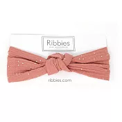 英國Ribbies 成人寬版扭結髮帶-磚紅金點點