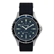 TIMEX 越野軍風帆布帶腕錶-銀X藍