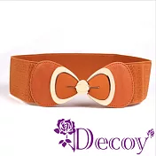 【Decoy】裙襬蝴蝶結＊金框皮革彈性腰封  咖