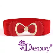 【Decoy】裙襬蝴蝶結＊金框皮革彈性腰封  紅