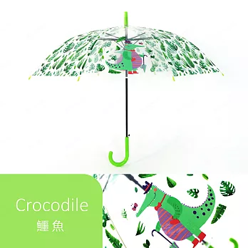 【雙龍牌】可愛動物透明傘自動傘 大傘面防風環保傘兒童傘A0557K 鱷魚