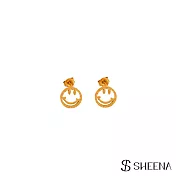 【SHEENA】活力微笑鏤空耳釘 - 金