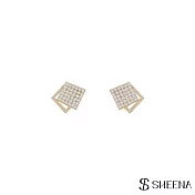 【SHEENA】簡約幾何氣質方形耳環 - 金
