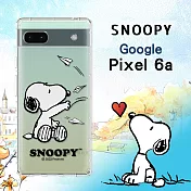 史努比/SNOOPY 正版授權 Google Pixel 6a 漸層彩繪空壓手機殼 (紙飛機)