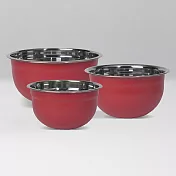 《NOW》深型打蛋盆3件(胭脂紅) | 不鏽鋼攪拌盆 料理盆 洗滌盆 備料盆