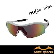 Mola摩拉 運動太陽眼鏡 墨鏡 男女 UV400 多層彩色鍍膜鏡片 小臉 白框 Radar-wm