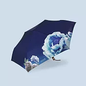 【雙龍牌】ELEGANT驅黑淨白自動傘_水彩花卉防曬黑膠晴雨傘B7044 海軍藍