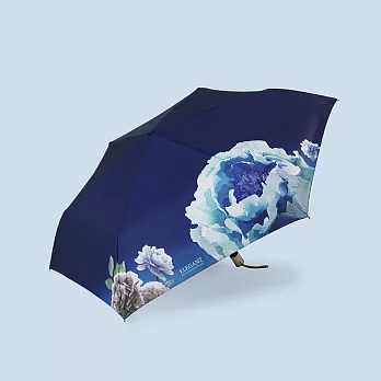 【雙龍牌】ELEGANT驅黑淨白自動傘_水彩花卉防曬黑膠晴雨傘B7044 海軍藍