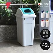 【日本RISU】W&W日本製大型回收分類垃圾桶-45L-1入-多款用途可選 -玻璃瓶回收專用(綠蓋)