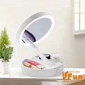 【iSFun】LED化妝鏡*圓型雙面摺疊收納桌上鏡/二代USB供電款