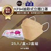 摩達客-芊柔KF94獨家專利抽取式立體口罩(25片)-棕色三盒組