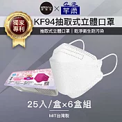 摩達客-芊柔KF94獨家專利抽取式立體口罩(25片)-白色六盒組