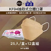 摩達客-芊柔KF94獨家專利抽取式立體口罩(25片)-棕色十二盒組