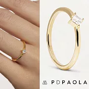 PD PAOLA 西班牙時尚潮牌 公主切割單鑽戒指 簡約金色戒指 OBI S
