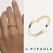 PD PAOLA 西班牙時尚潮牌 欖尖切割雙鑽戒指 簡約金色戒指 EVA M