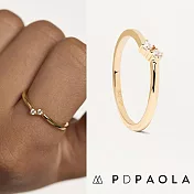 PD PAOLA 西班牙時尚潮牌 圓形明亮切割雙鑽戒指 簡約金色戒指 COUPLET S