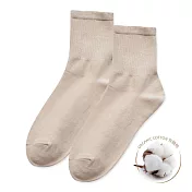 【ONEDER旺達】ONEDER 訂製款 有機棉長襪 中長襪 女襪22-26CM AN-A401 米-9