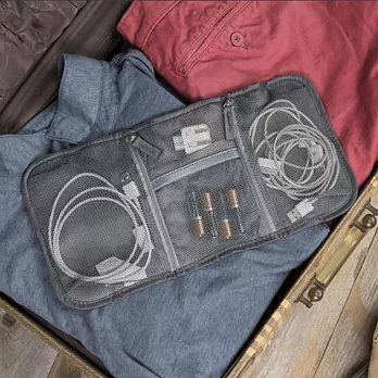 《TRAVELON》扣式3C線材收納包(灰) | 旅遊 電子用品 零錢小物 收納袋