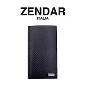 【ZENDAR】限量1折 頂級NAPPA牛皮碳纖維紋16卡長夾 朱利安系列 全新專櫃展示品(黑色)