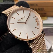 COACH蔻馳精品錶,編號：CH00113,36mm圓形玫瑰金精鋼錶殼白色錶盤米蘭玫瑰金色錶帶