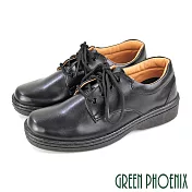 【GREEN PHOENIX】男 學生鞋 皮鞋 標準型 素面 綁帶 台灣製 JP26 黑色