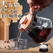 義式木柄大容量手沖咖啡壺（600ML） 咖啡沖泡壺 高硼硅沖煮壺 花茶壺 水壺
