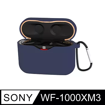 SONY WF-1000XM3藍牙耳機專用矽膠保護套(附掛勾) 午夜藍