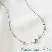 Wanderlust+Co 澳洲品牌 銀色鑰匙項鍊 鑲鑽月亮星辰圓鑽頸鍊 Crescent Key