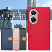 CITY都會風 ASUS Zenfone 10 / 9 共用 插卡立架磁力手機皮套 有吊飾孔 奢華紅