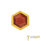【Just Gold 鎮金店】搖滾蜂格 黃金單耳耳環(單粒-紅金沙石)