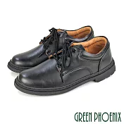 【GREEN PHOENIX】男 學生鞋 皮鞋 標準型 綁帶 圓頭 台灣製 JP26 黑色