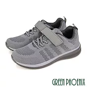 【GREEN PHOENIX】男 休閒鞋 輕便 透氣 針織 沾黏式 JP25.5 灰色