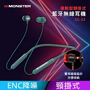 【MONSTER】 運動型 頸掛入耳式 藍牙無線耳機 ENC降噪通話 SG03 綠色
