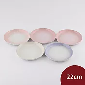 Le Creuset 花蕾系列餐盤組 22cm 5入 貝殼粉/淡粉紅/淡粉紫/牛奶粉/蛋白霜