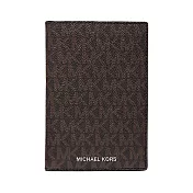 MICHAEL KORS 滿版LOGO皮革護照夾-咖啡