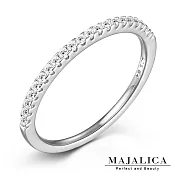 Majalica戒指尾戒半圈鑽925純銀戒指線戒 精鍍正白K/玫瑰金 單個價格PR6052 3 銀色美國圍3號