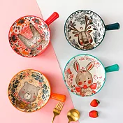 CS22 動物陶瓷餐碗系列手柄碗4款 長耳兔