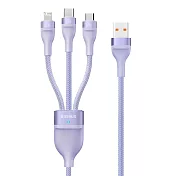Baseus倍思 閃速系列2第二代 三合一 100W快充充電線(Lightning/Micro USB/Type-C)-120cm 淡紫色