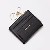 【L.Elegant】簡約輕薄 學生卡夾 鑰匙圈拉鏈零錢包(共3色)B606 黑色