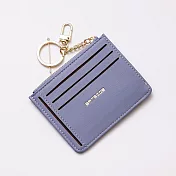 【L.Elegant】簡約輕薄 學生卡夾 鑰匙圈拉鏈零錢包(共3色)B606 藍色