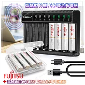 日本富士通Fujitsu 低自放電3號1900mAh充電電池組(3號16入+Dr.b@ttery八槽USB電池充電器+送電池盒*4)
