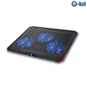 逸奇e-kit 藍光三風扇靜涼透風鐵製網孔觸控幻彩RGB筆電散熱墊 CKT-K03