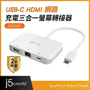 j5create USB Type-C 轉4K HDMI+ RJ45網卡三合一螢幕轉接器 – JCA351